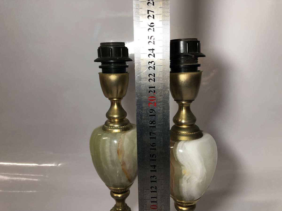 PAIR OF VINTAGE METAL AND ONYX LAMPS