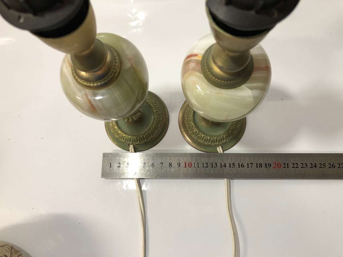 PAIR OF VINTAGE METAL AND ONYX LAMPS