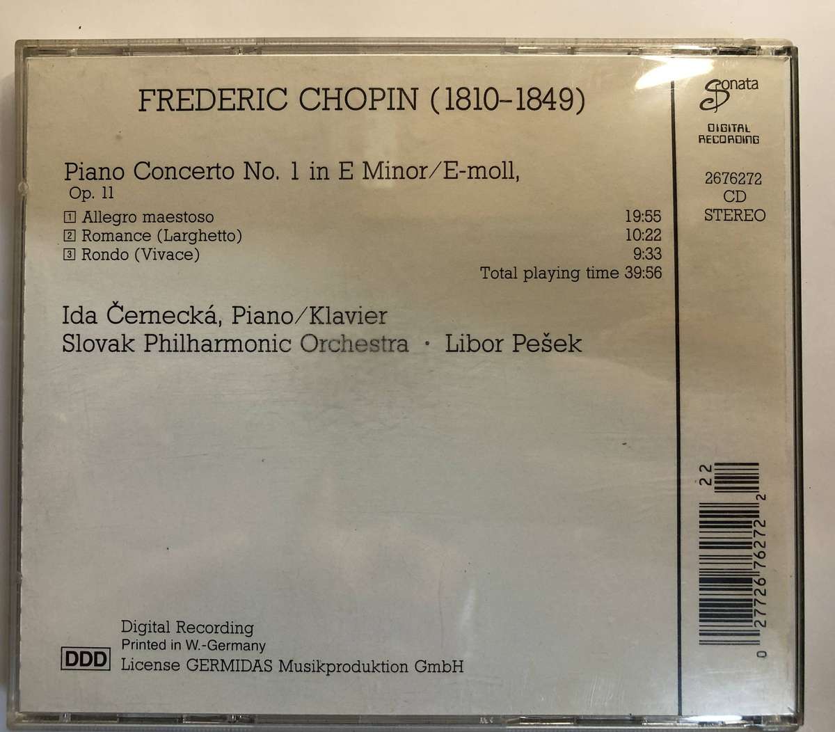 Frederic Chopin No1 in E Minor Op. 11 - CD