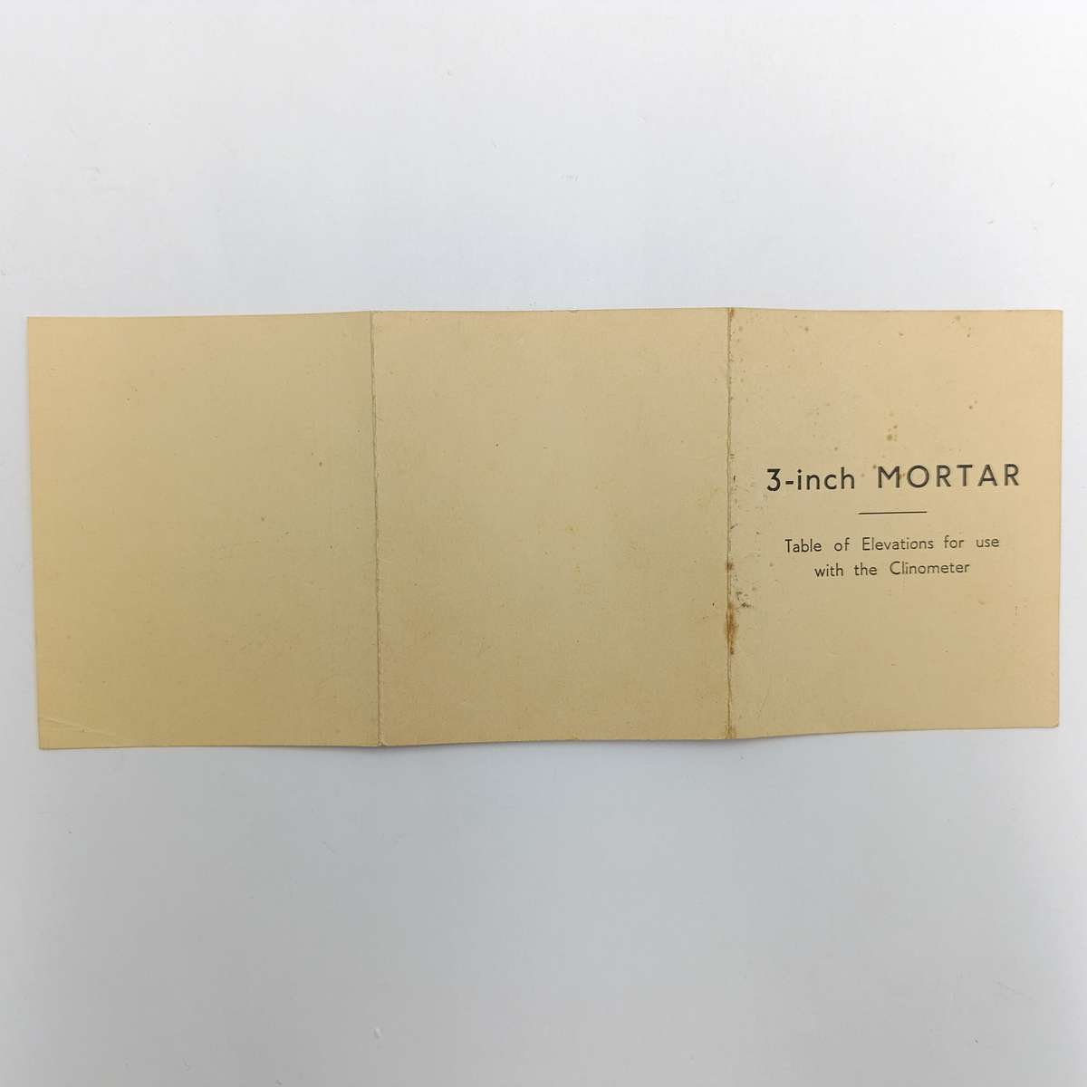 WW2 Period 3-inch mortar table of elevations booklet