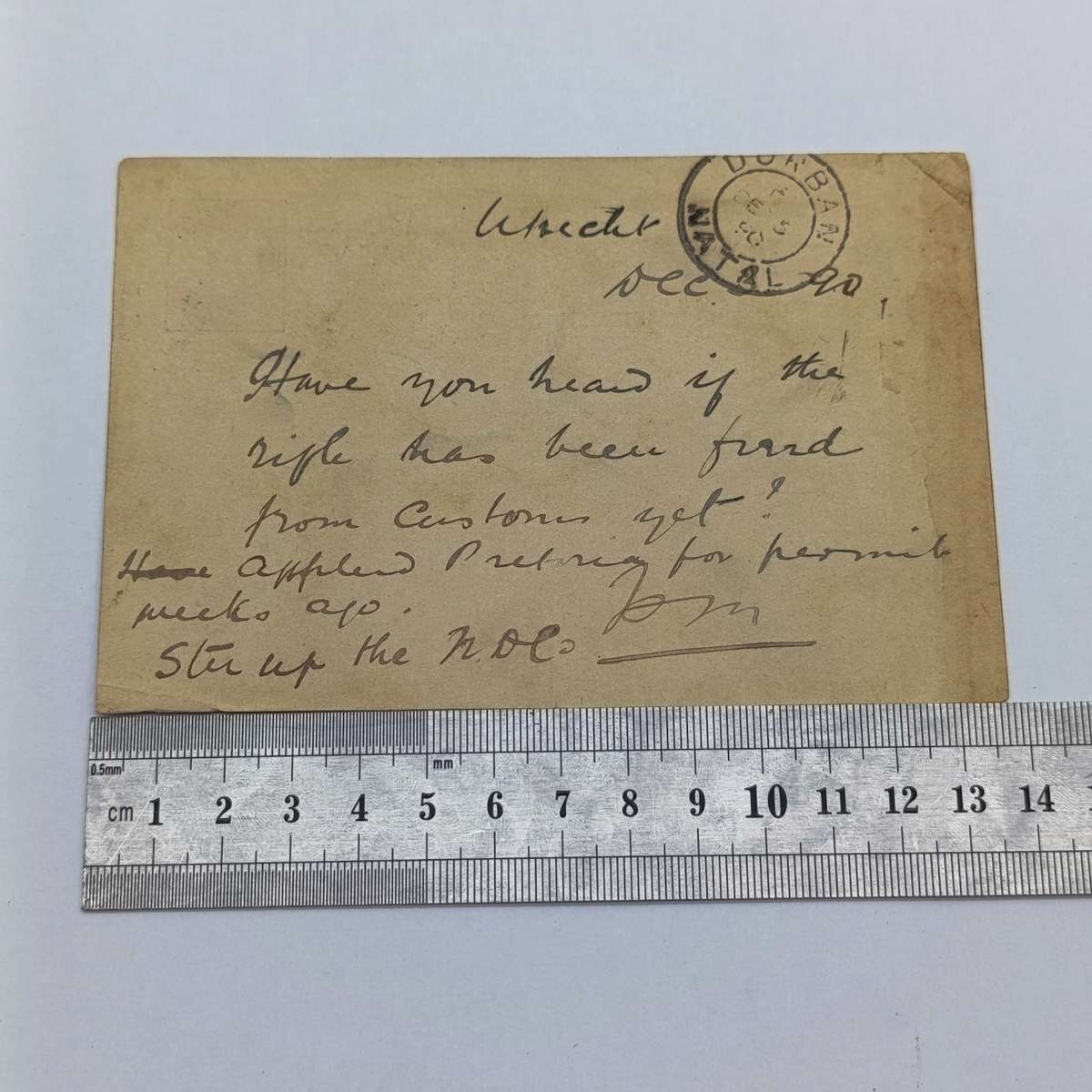 ZAR Briefkaart Utrecht to Durban, Natal 1890 with triangular Utrecht cancellation