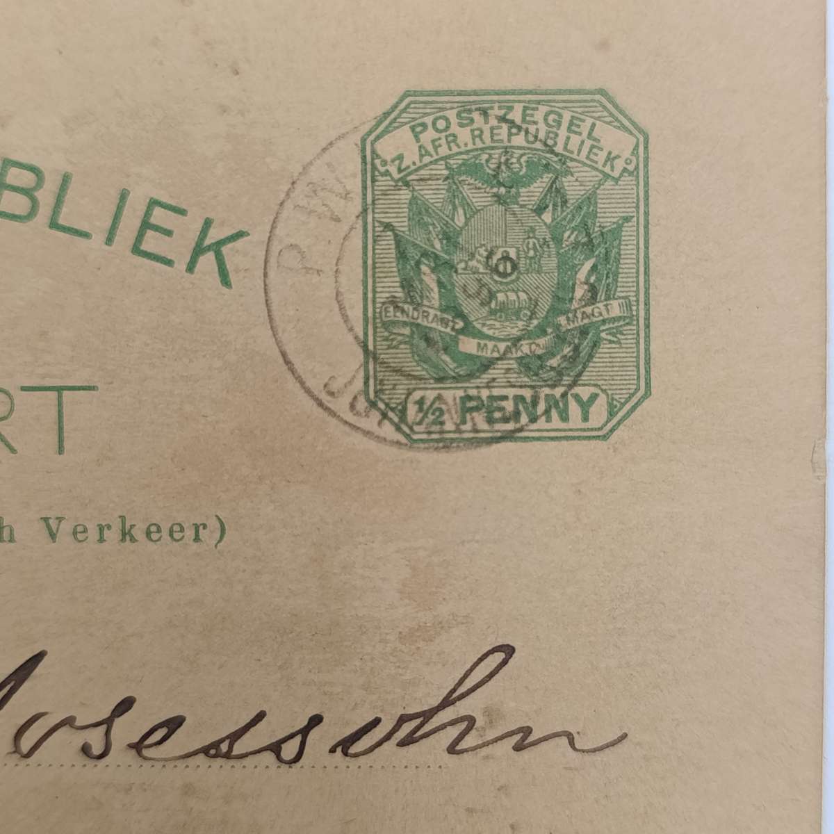 Postal History ZAR Briefkaart from Johannesburg South Africa to Berlin Germany