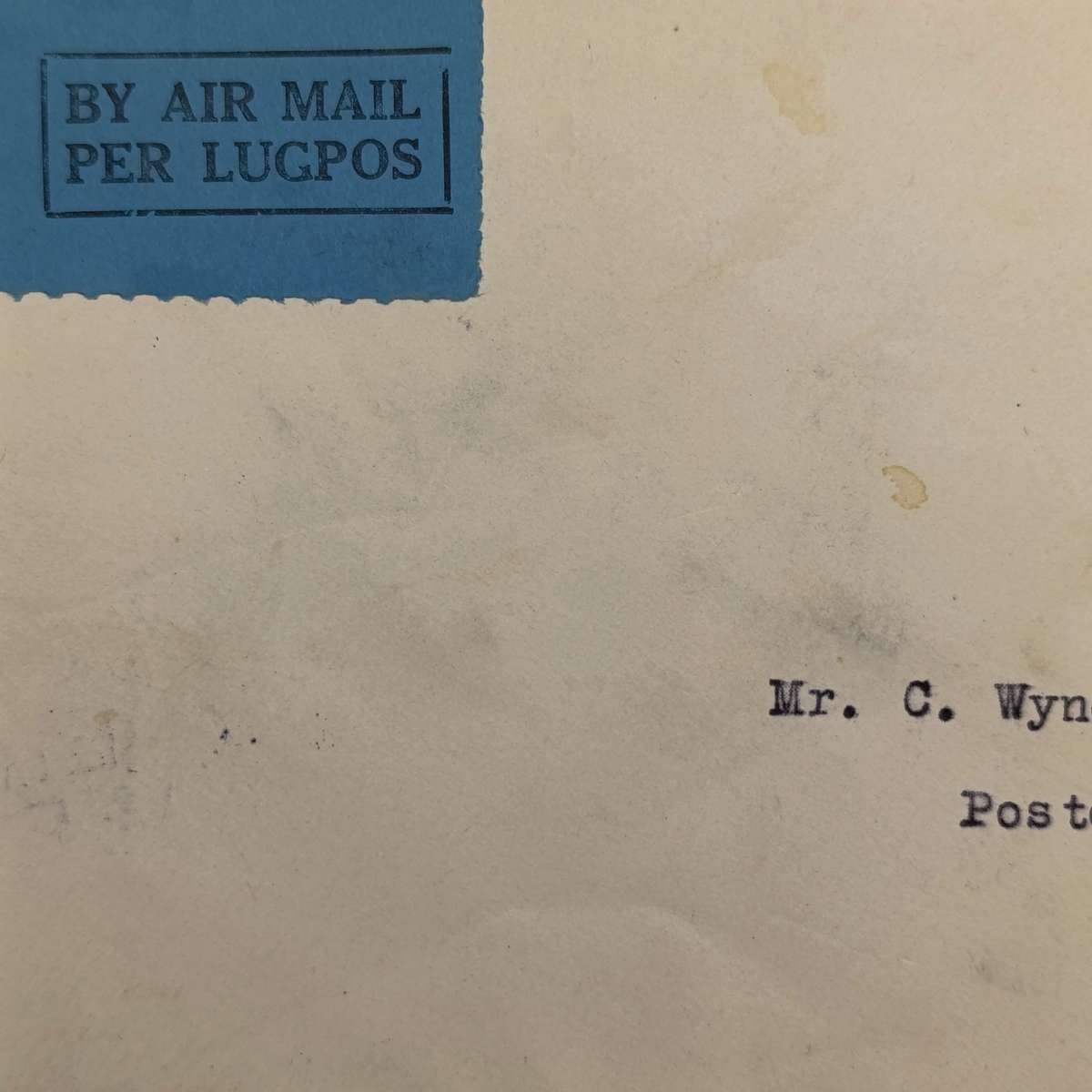 Airmail Cover Cape Town to Pietersburg South Africa with blue airmail label & 4d stamp cancelled