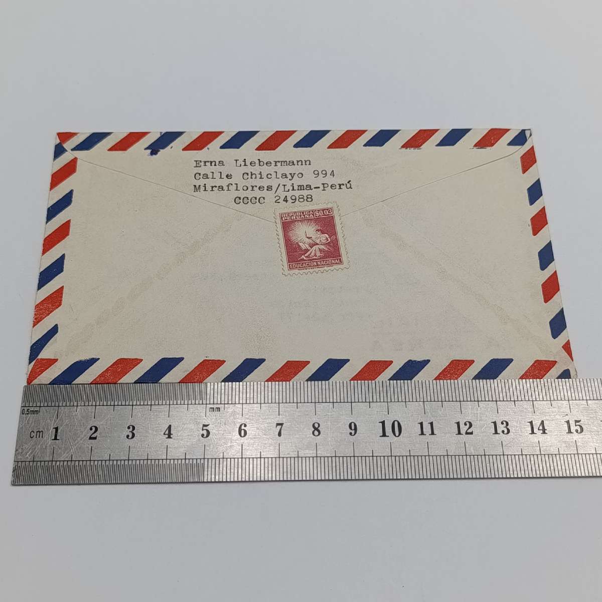 Airmail cover from Lima-Peru to Pretoria, South Africa with 5 Peru stamps
