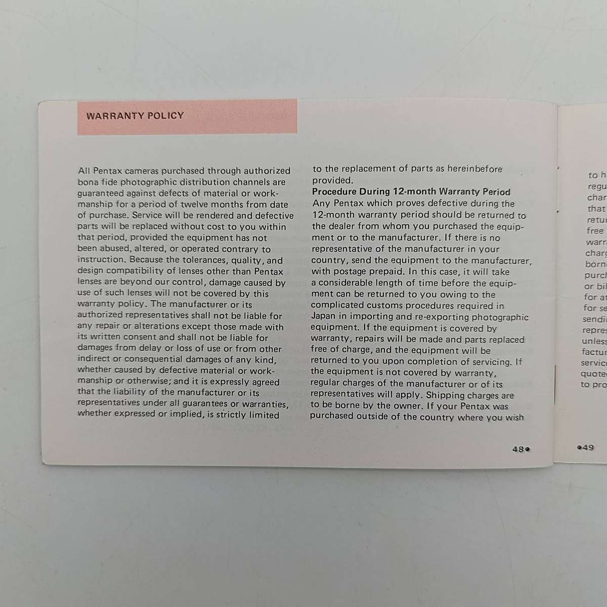 Pentax ME Super camera booklet