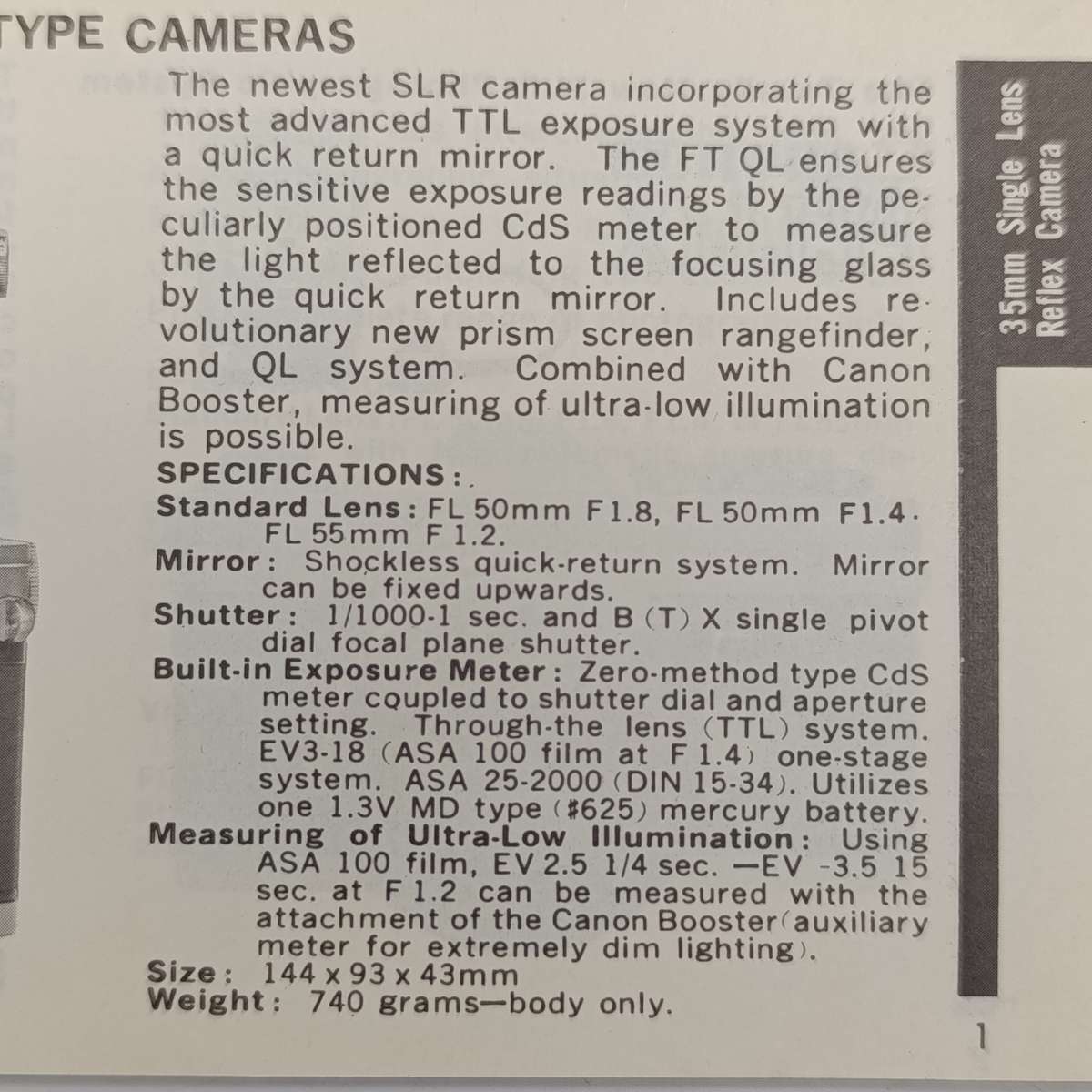 Canon AF35M booklet plus product guide