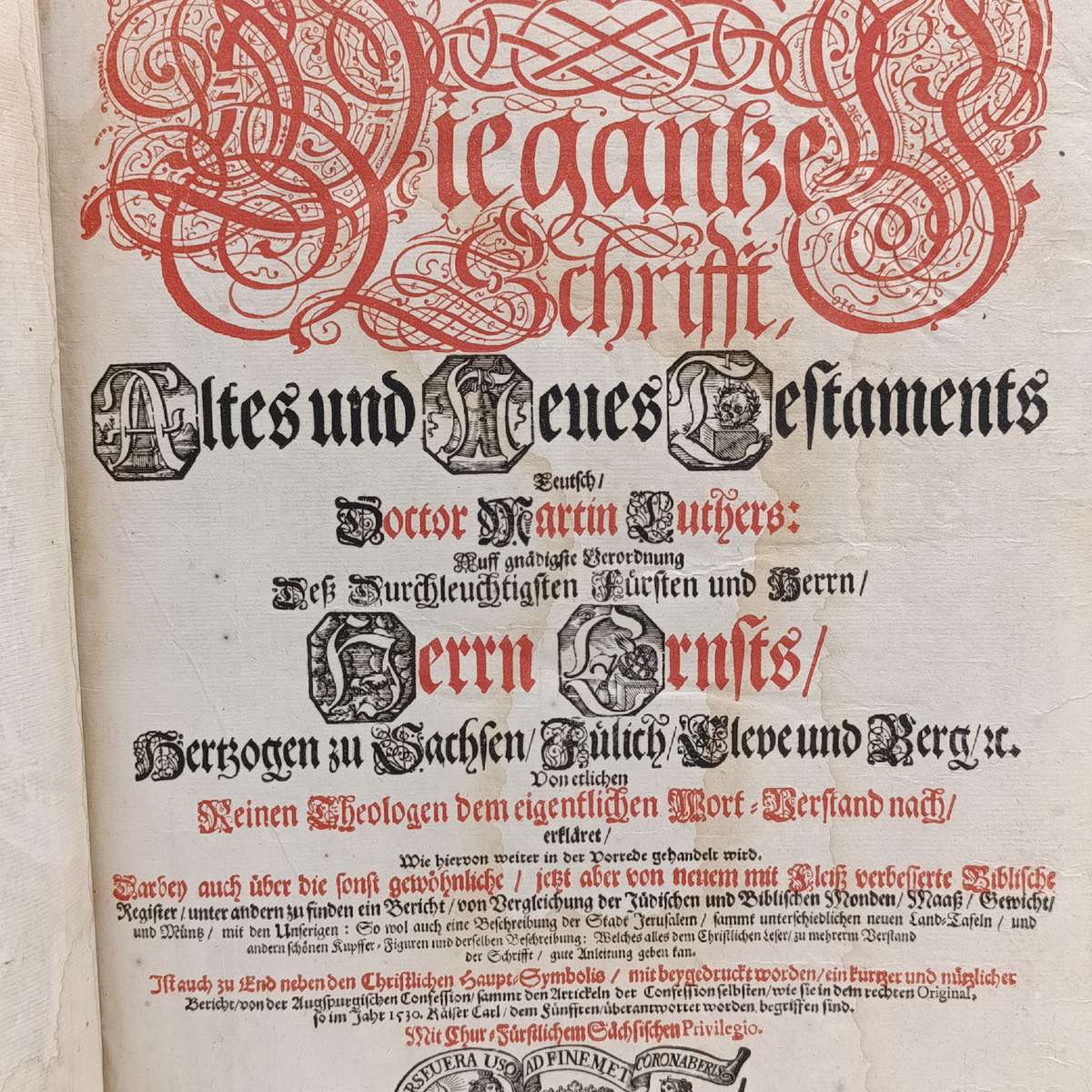 Antique German 1692 Bible - The Whole German scripture translated by Martin Luther