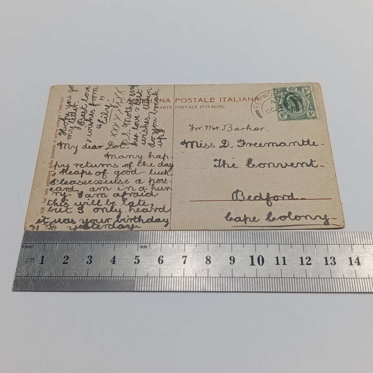 Postcard early 1900's Pepworth , Natal to Bedford convent, Cape Colony