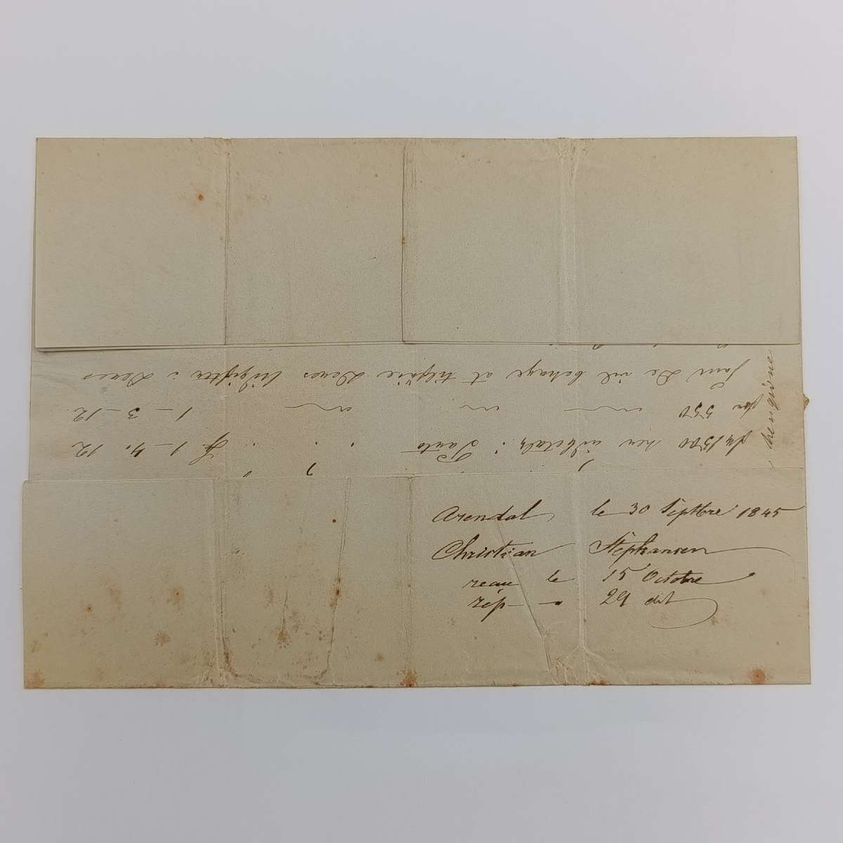 1845 Early letter from Arendat (Norway) to Bordeaux endorsed "Franco Hamburg"