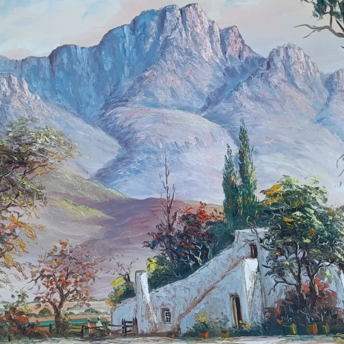 Paul Potgieter oil on board painting of farm house