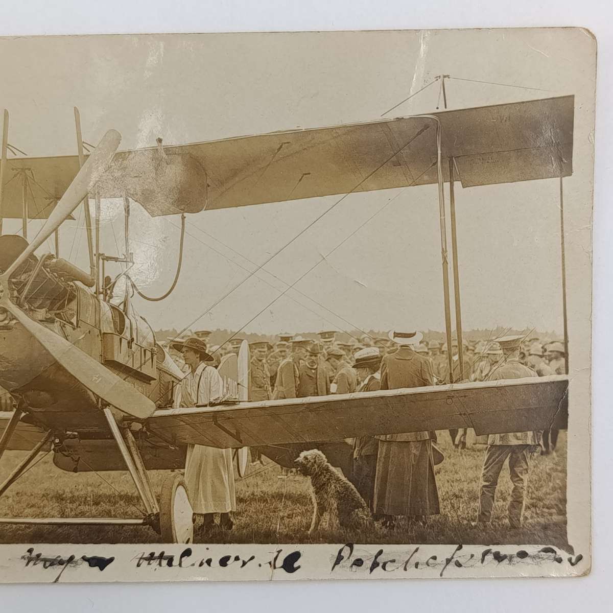 Rare photo of Major  Miller and his Beze  biplane on postcard