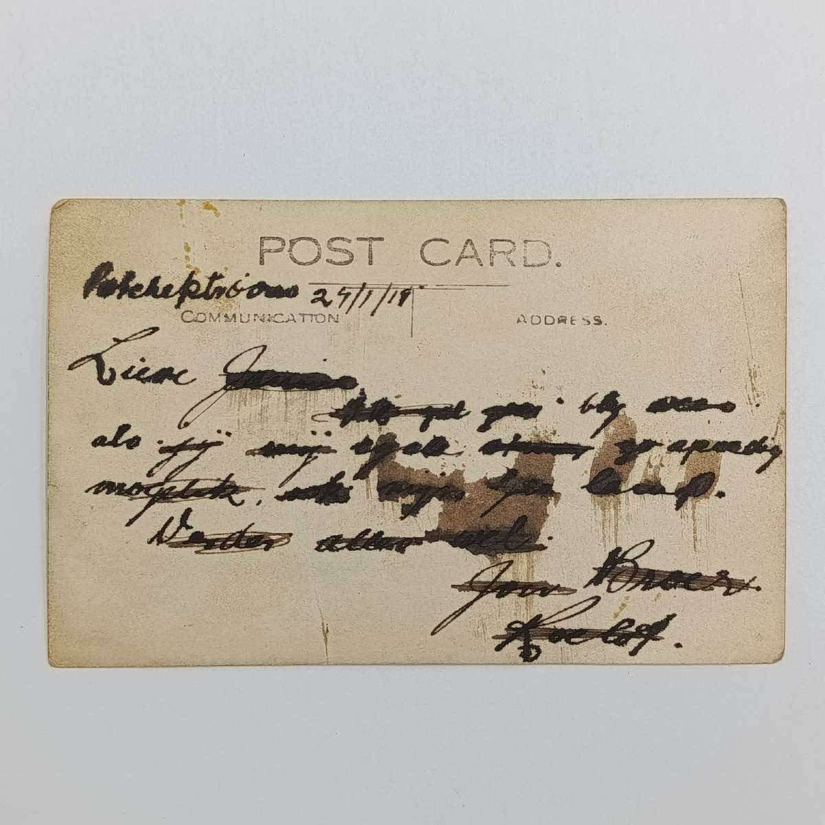 Rare photo of Major  Miller and his Beze  biplane on postcard