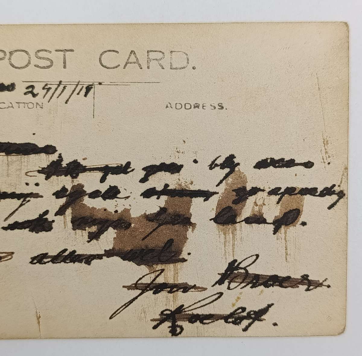 Rare photo of Major  Miller and his Beze  biplane on postcard