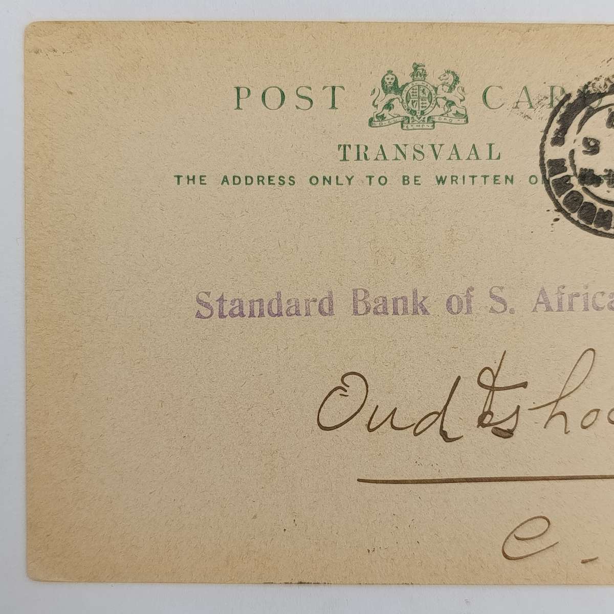 Postcard Fordsburg Transvaal (Johannesburg) to Oudtshoorn Cape colony 30 October 1907