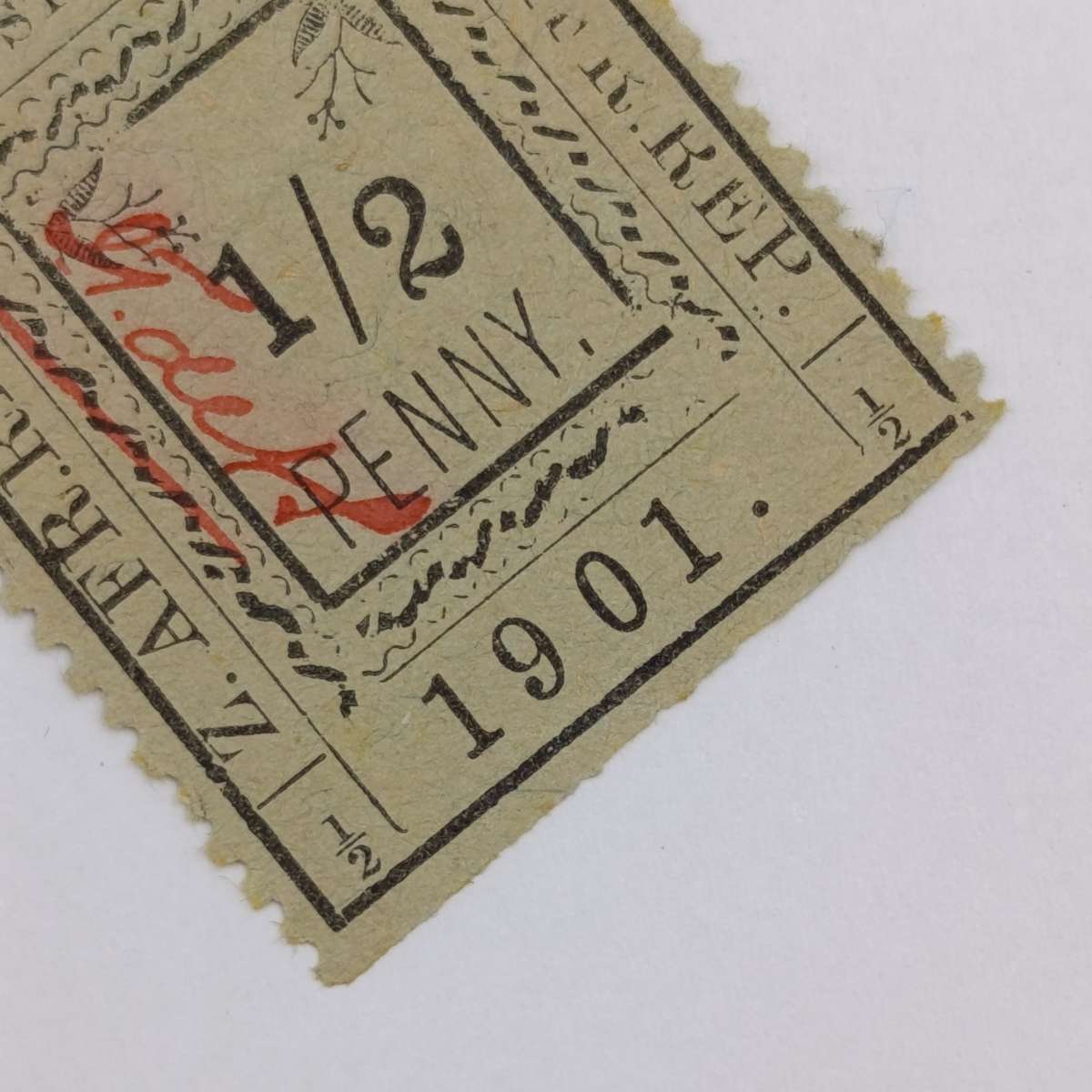 Set of 3 ZAR Pietersburg Half Penny stamps - All 3 Perforated types with controllers initials in red