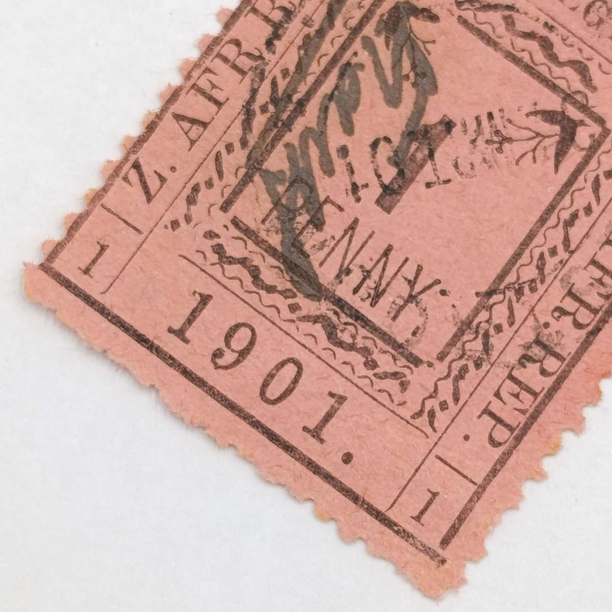 ZAR Pietersburg type 1 cancelled one Penny - controller's initials in black