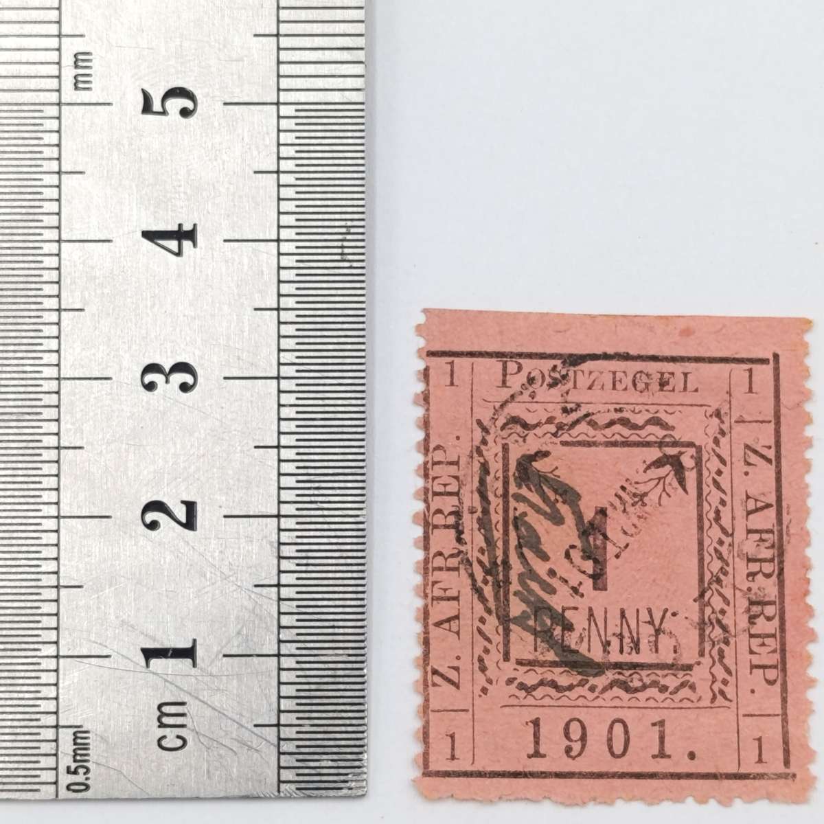 ZAR Pietersburg type 1 cancelled one Penny - controller's initials in black