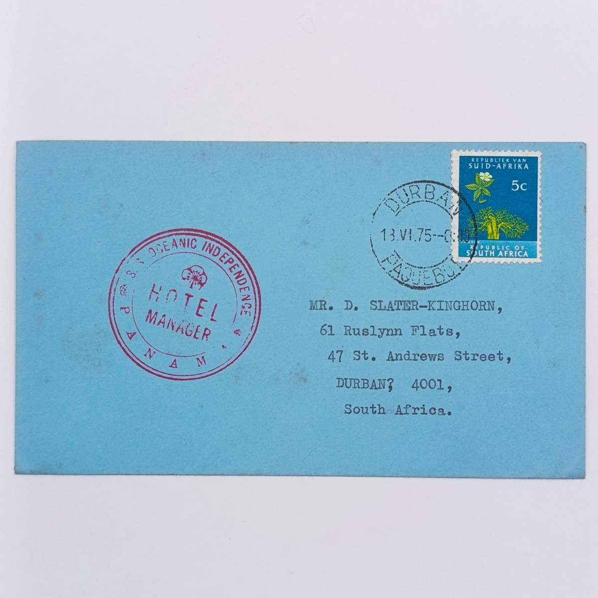 Lot of 5 postal covers sent via sea
