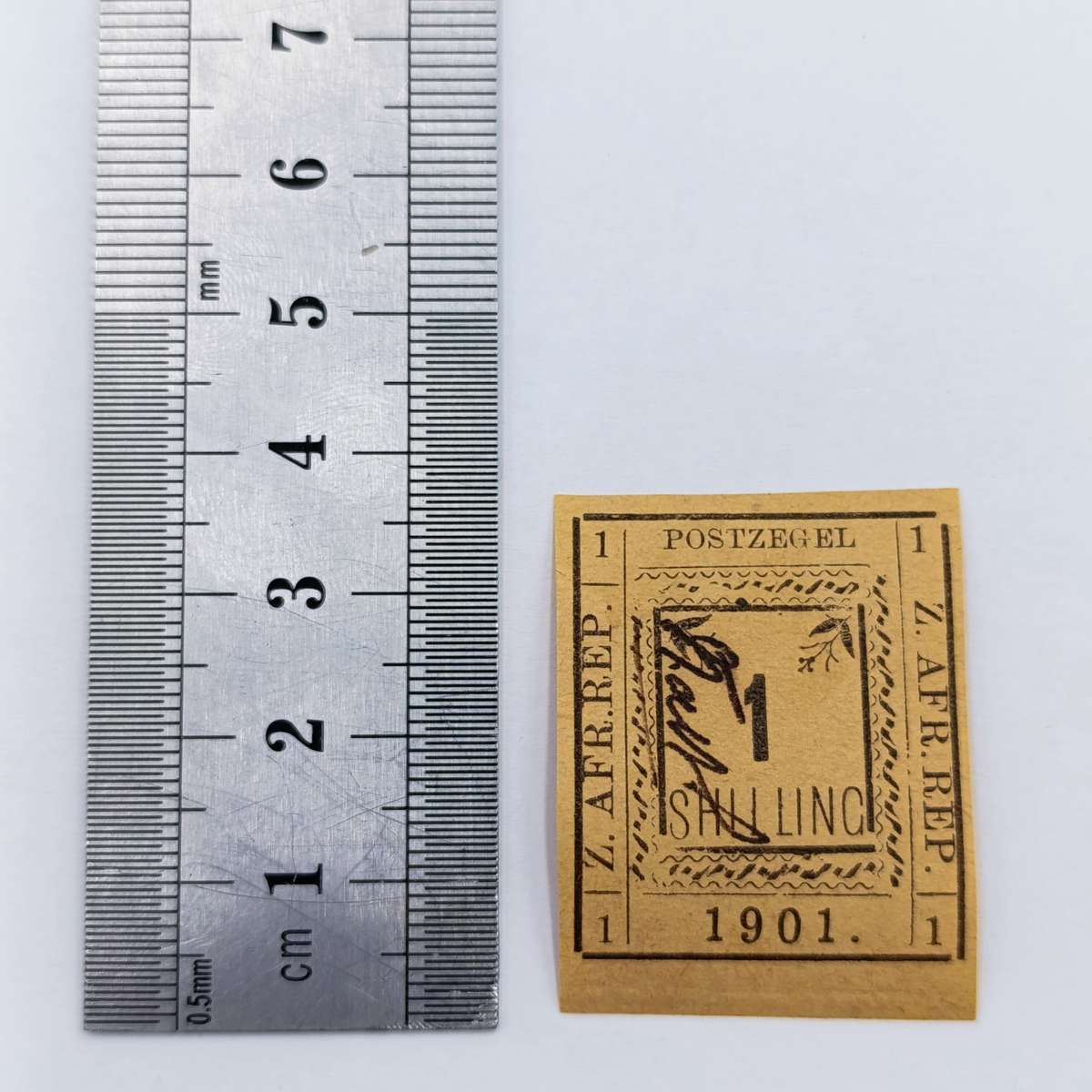 1901 ZAR Pietersburg type 3 imperforated 1 Shilling mint stamp - SACC 18