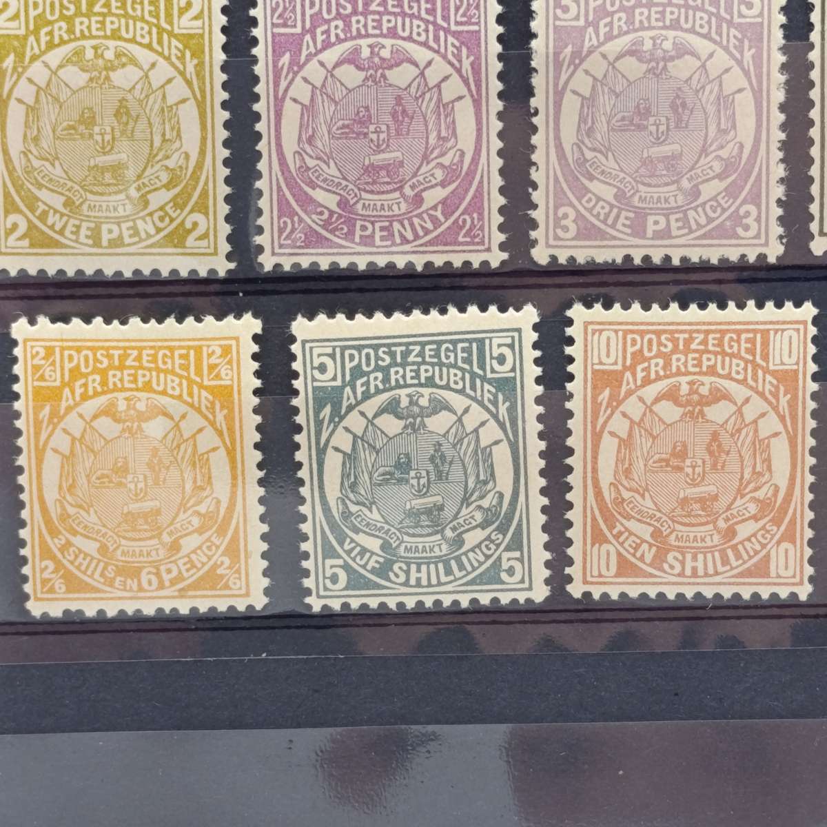ZAR 1895 set Half penny to Ten Shilling (one penny not present) all mint
