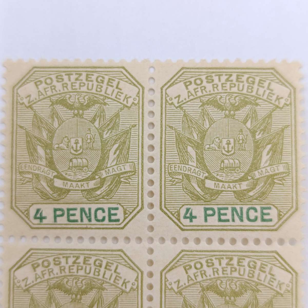 ZAR 4 Pence mint stamps Block of 4 SACC 228