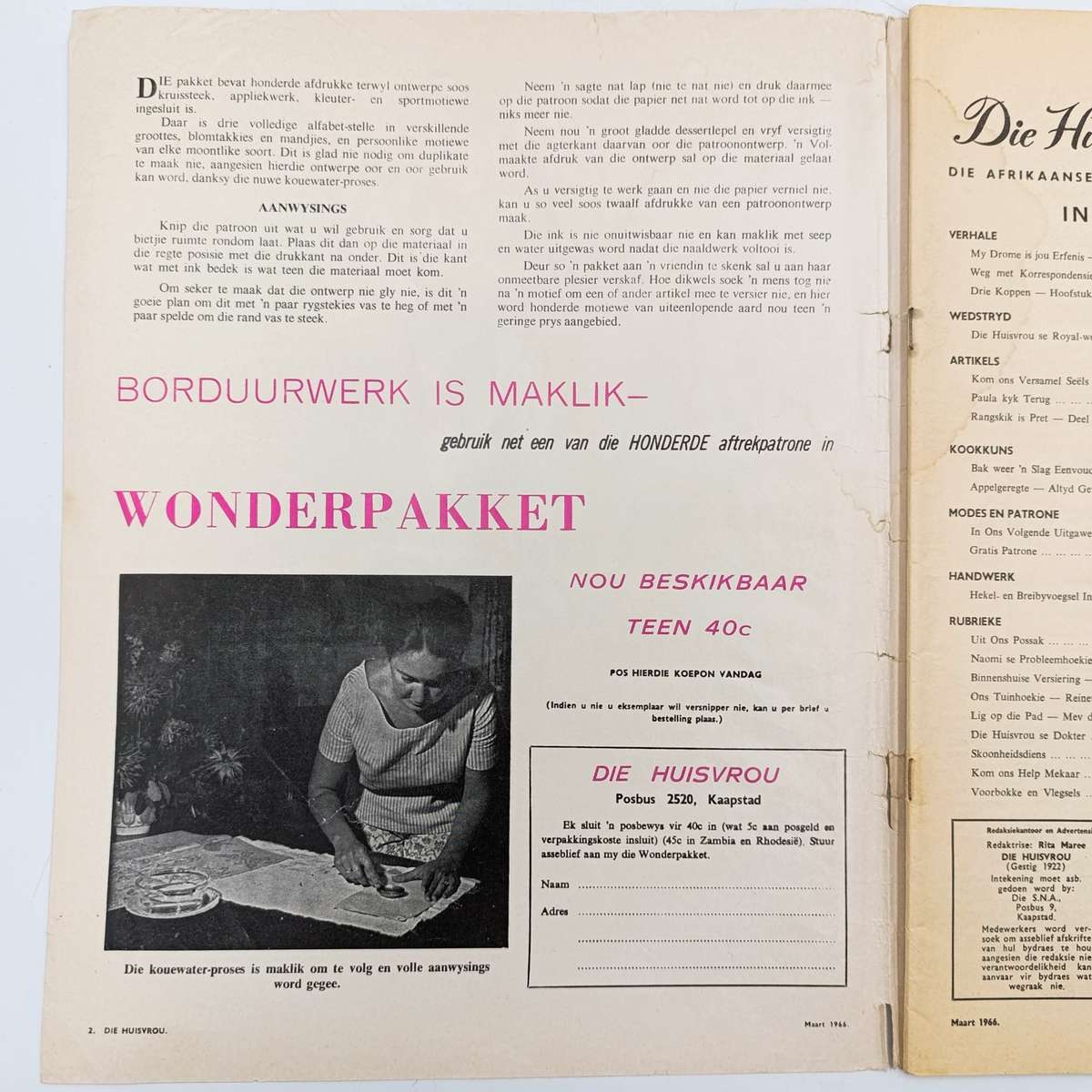 Vintage Huisvrou magazine - March 1966 issue