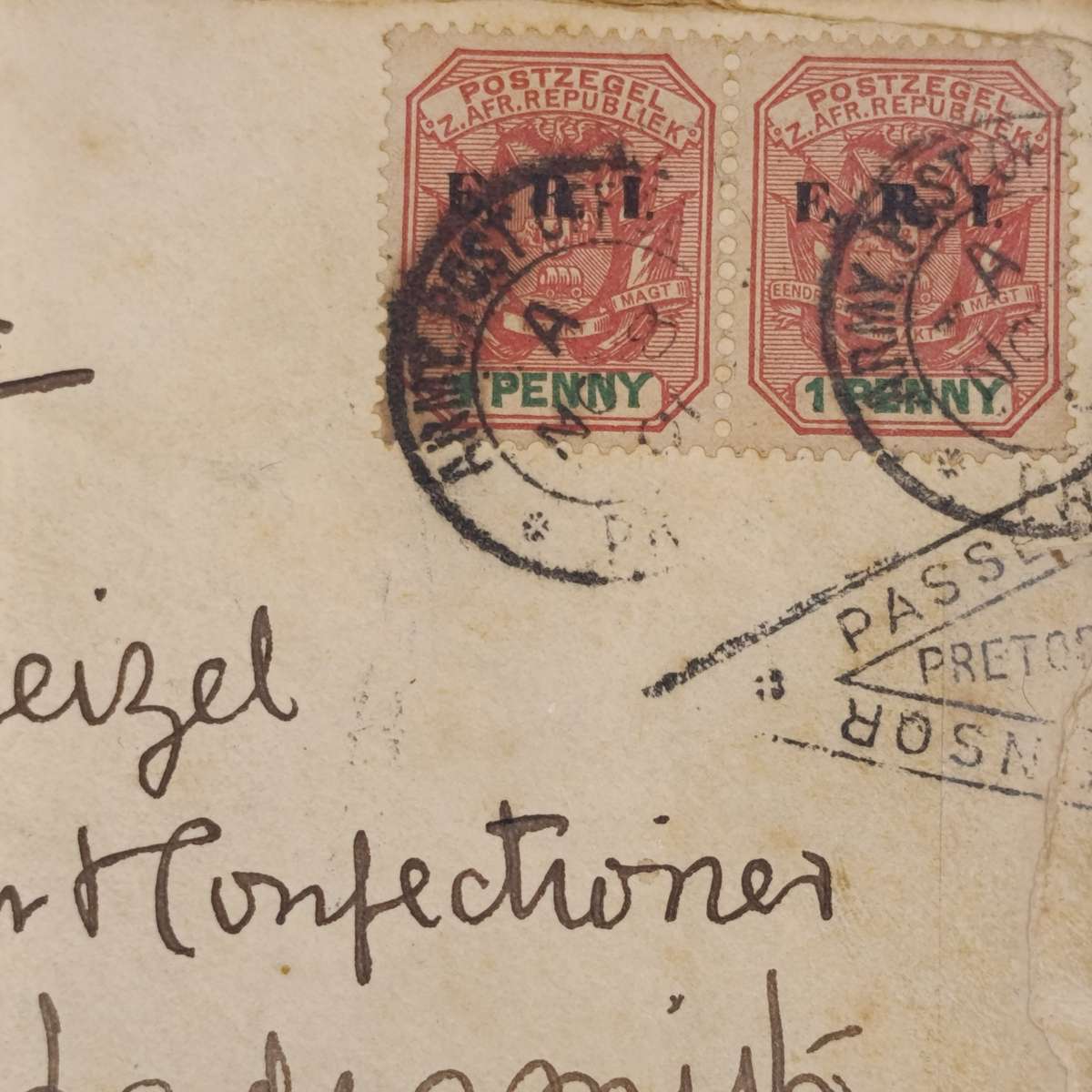 Army Post Boer War cover to Ladysmith Natal with passed by censor triangle