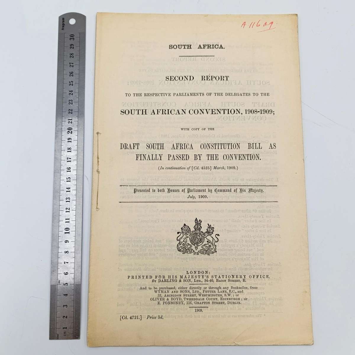 South Africa Original Second Report of the Draft Constitution Bill 1909