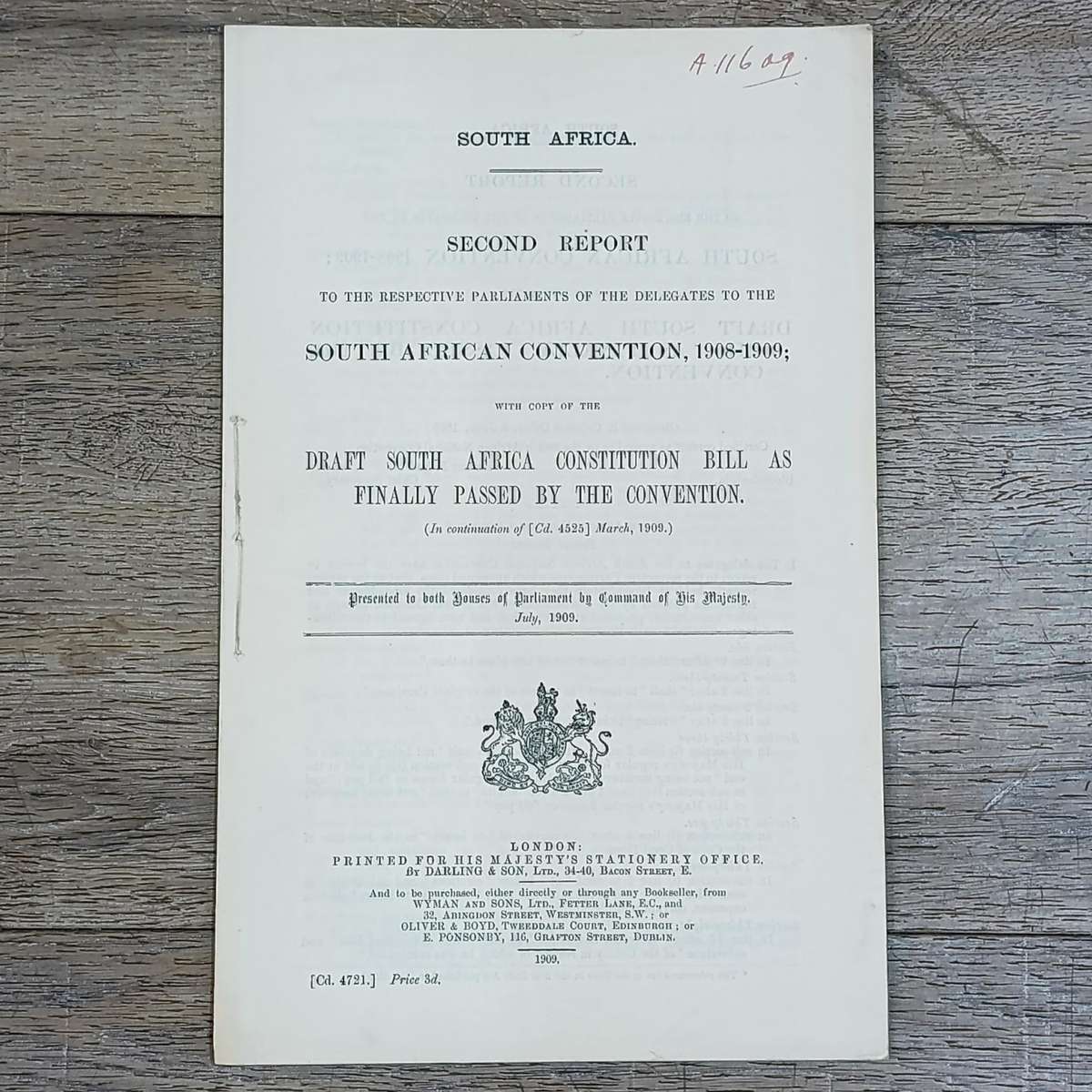 South Africa Original Second Report of the Draft Constitution Bill 1909