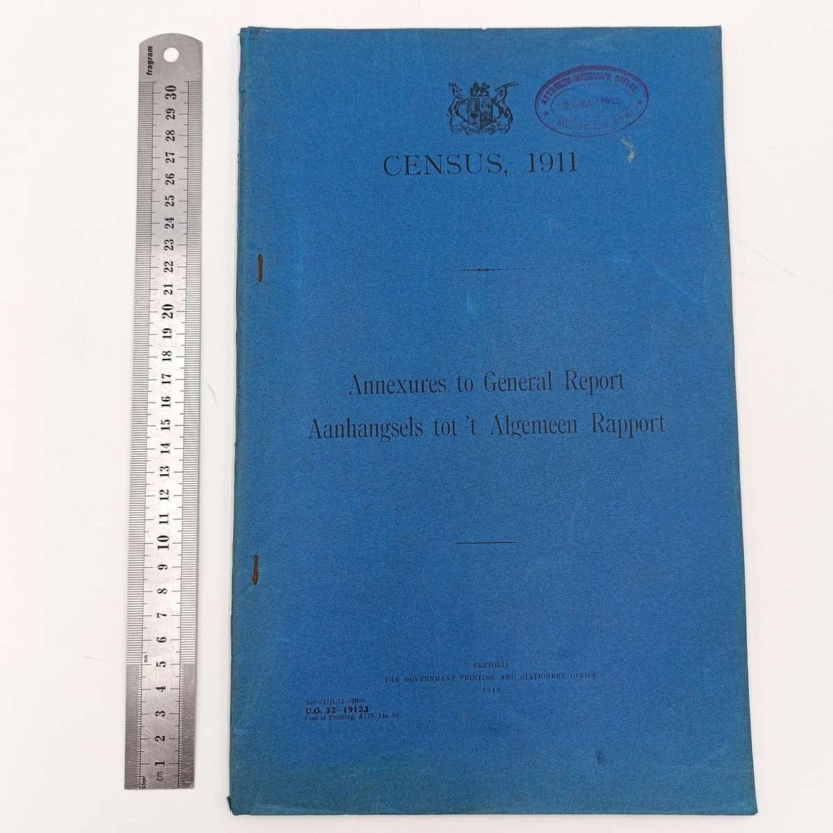 Union of South Africa Original 1911 Census report Annexures