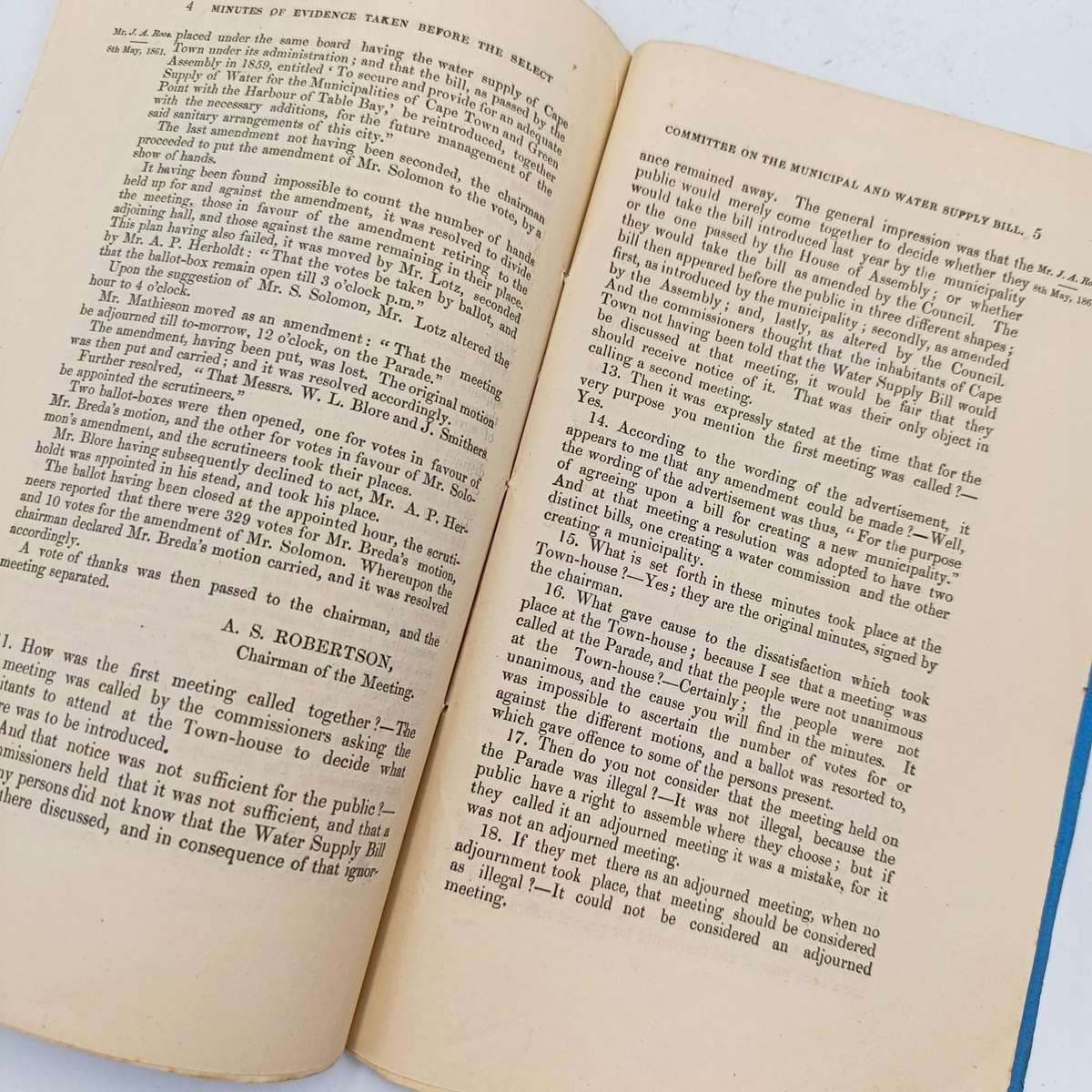 Cape of Good Hope 1861 Report of the Select committee on the Municipal and Water supply Bill