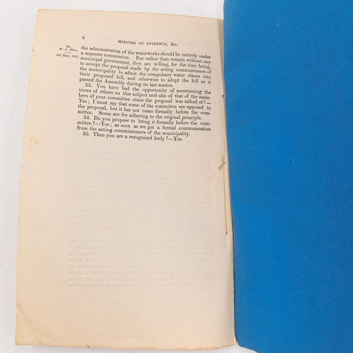 Cape of Good Hope 1861 Report of the Select committee on the Municipal and Water supply Bill