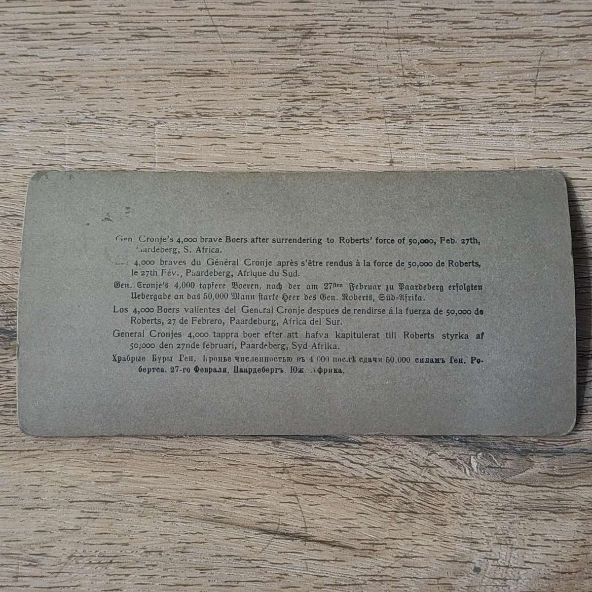 Boer War stereoscope card - General Cronje's 4000 Boers after their surrender at Paardeberg