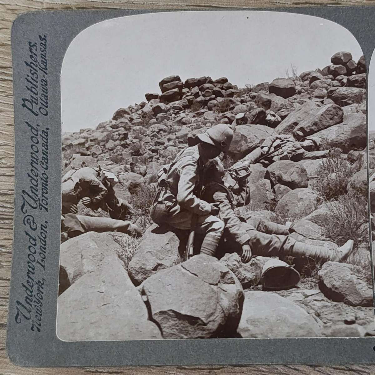Boer War stereoscope card - The dying Bugler's last call - a Battlefield incident Gras Pan