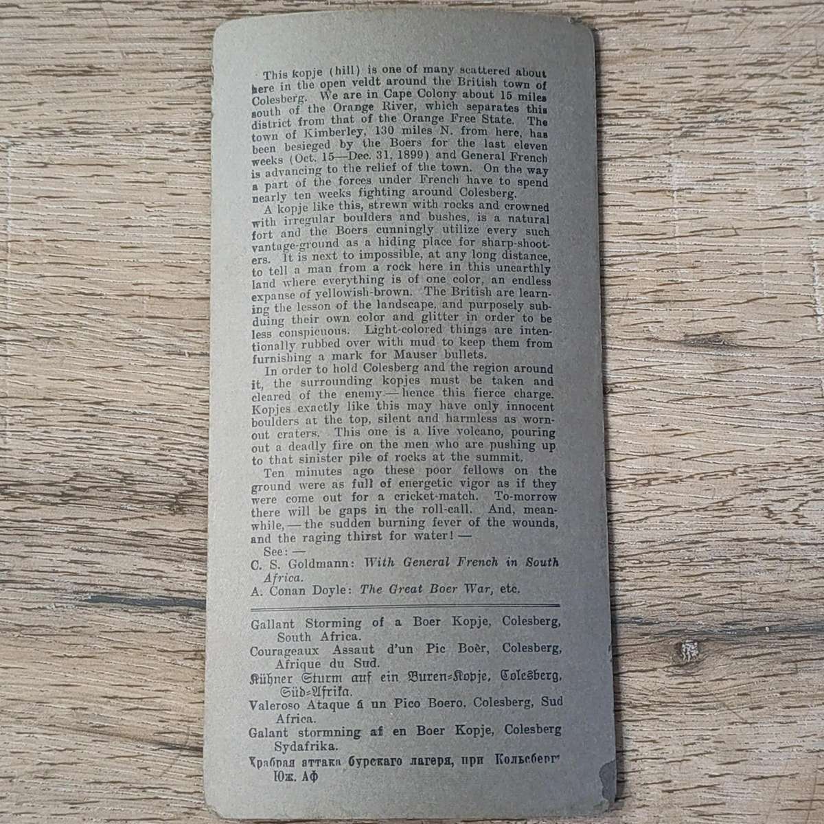 Boer War stereoscope card - Gallant storming of a Boer Kopje, Colesburg, South Africa