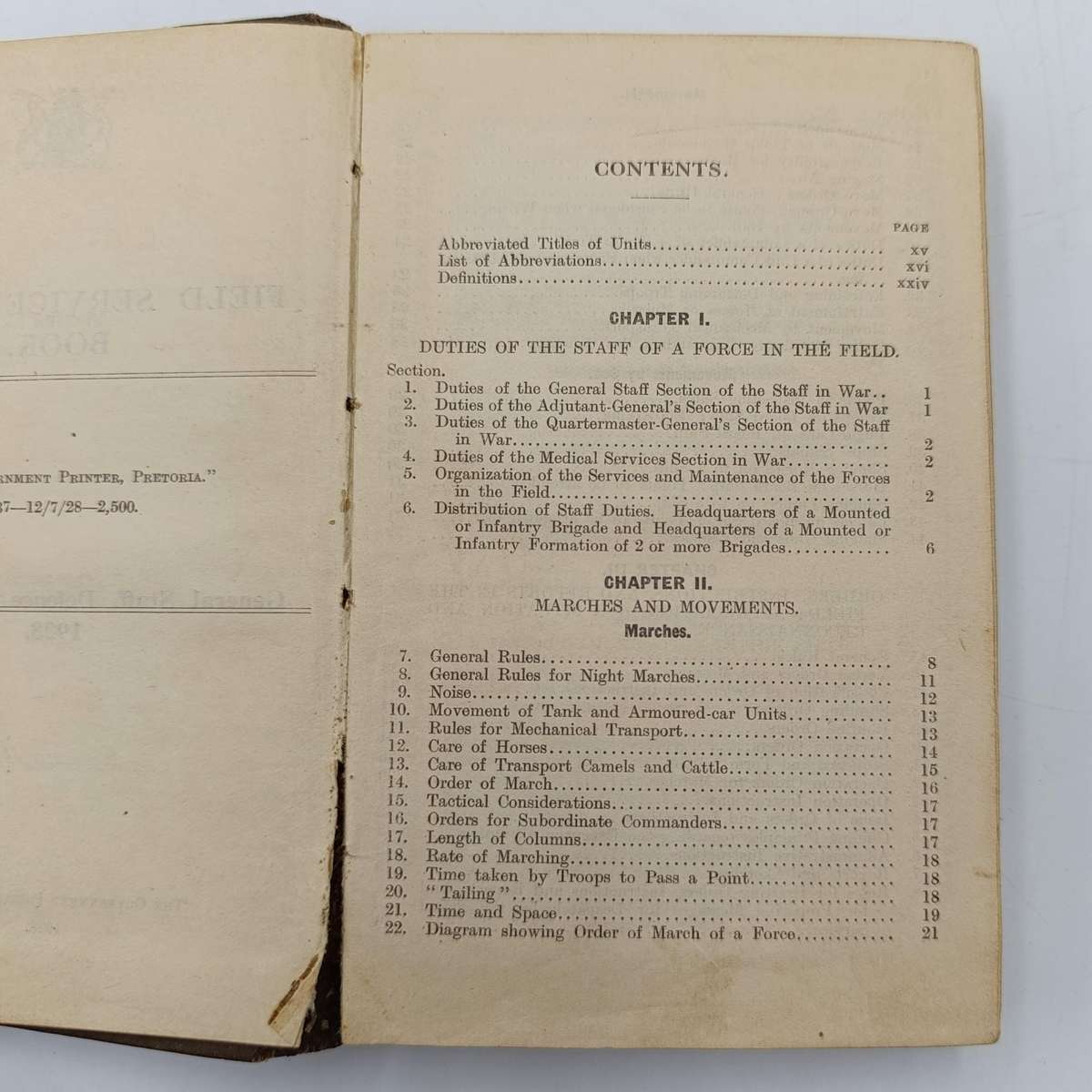 SA Union Defence Force Field service pocket book - 1928 issue