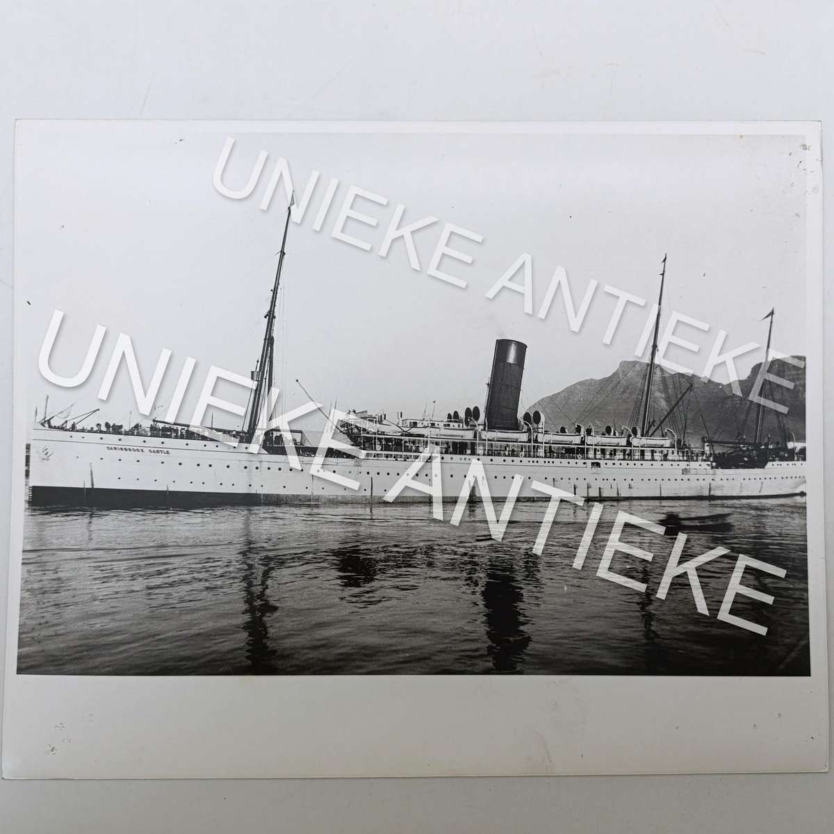 Antique photo reprint of HMS Carisbrook Castle ship leaving Cape Town