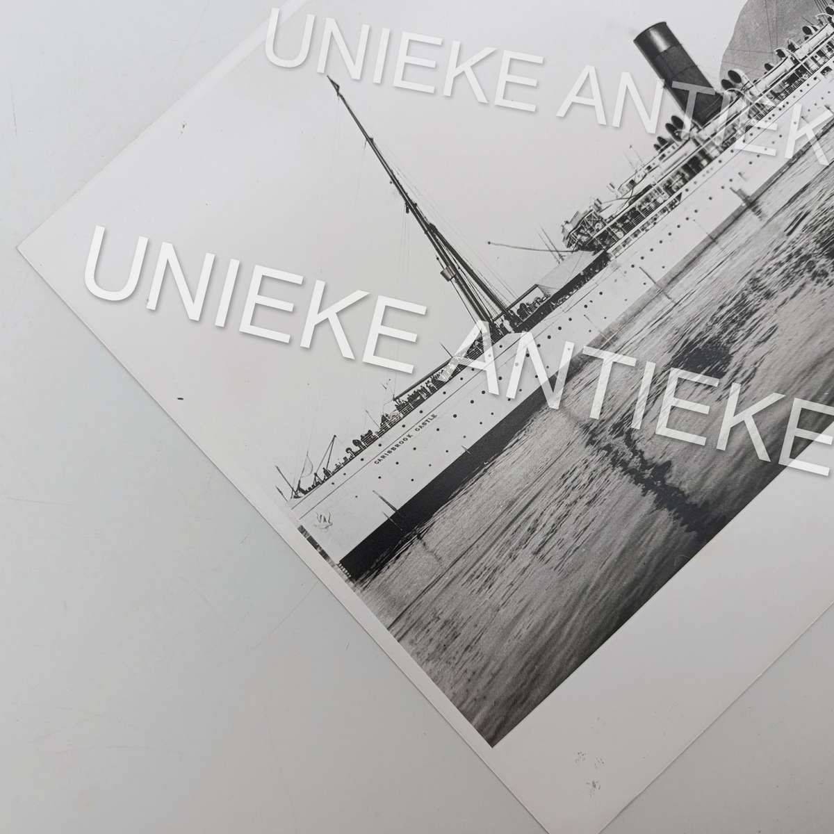 Antique photo reprint of HMS Carisbrook Castle ship leaving Cape Town