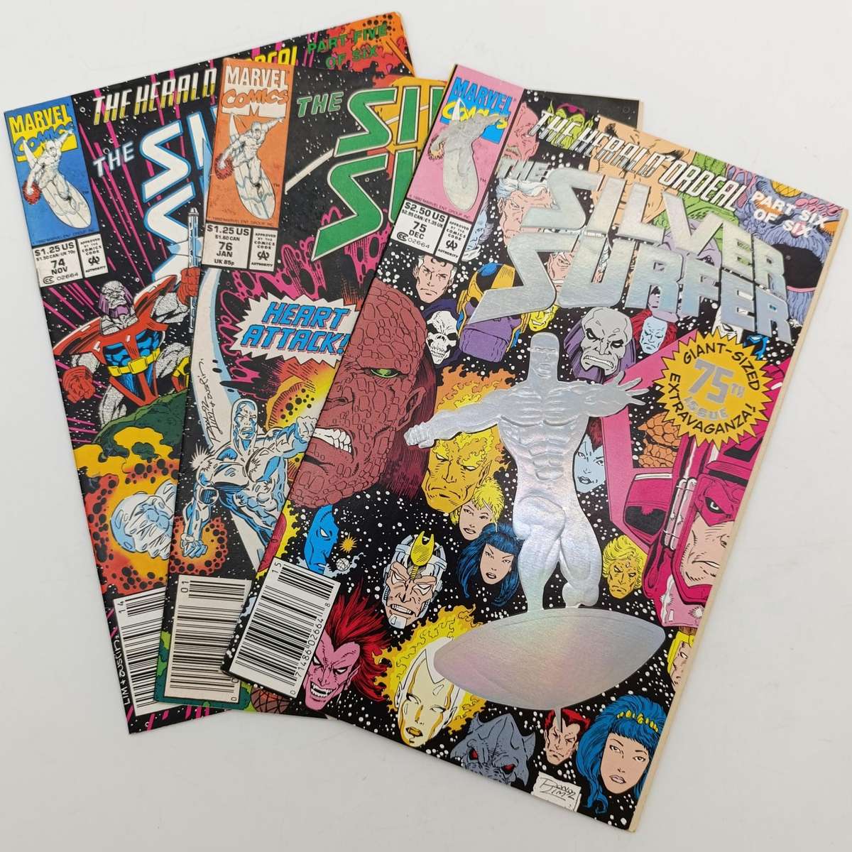 Lot of 3 The Silver Surfer comics #74 to 76 - 1992 issues