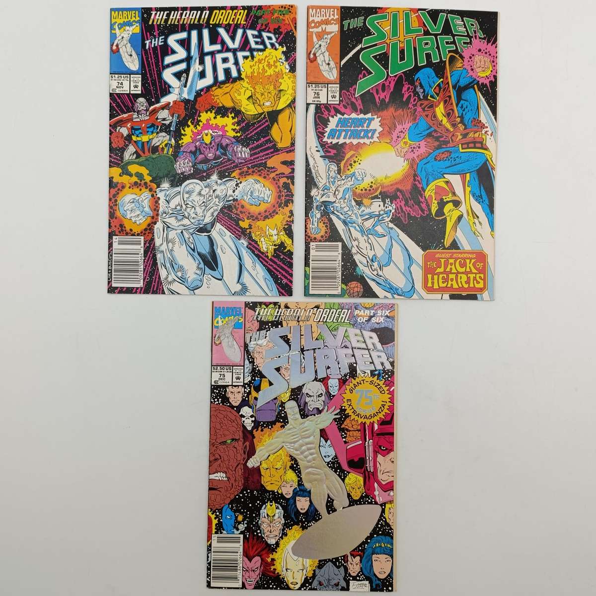 Lot of 3 The Silver Surfer comics #74 to 76 - 1992 issues