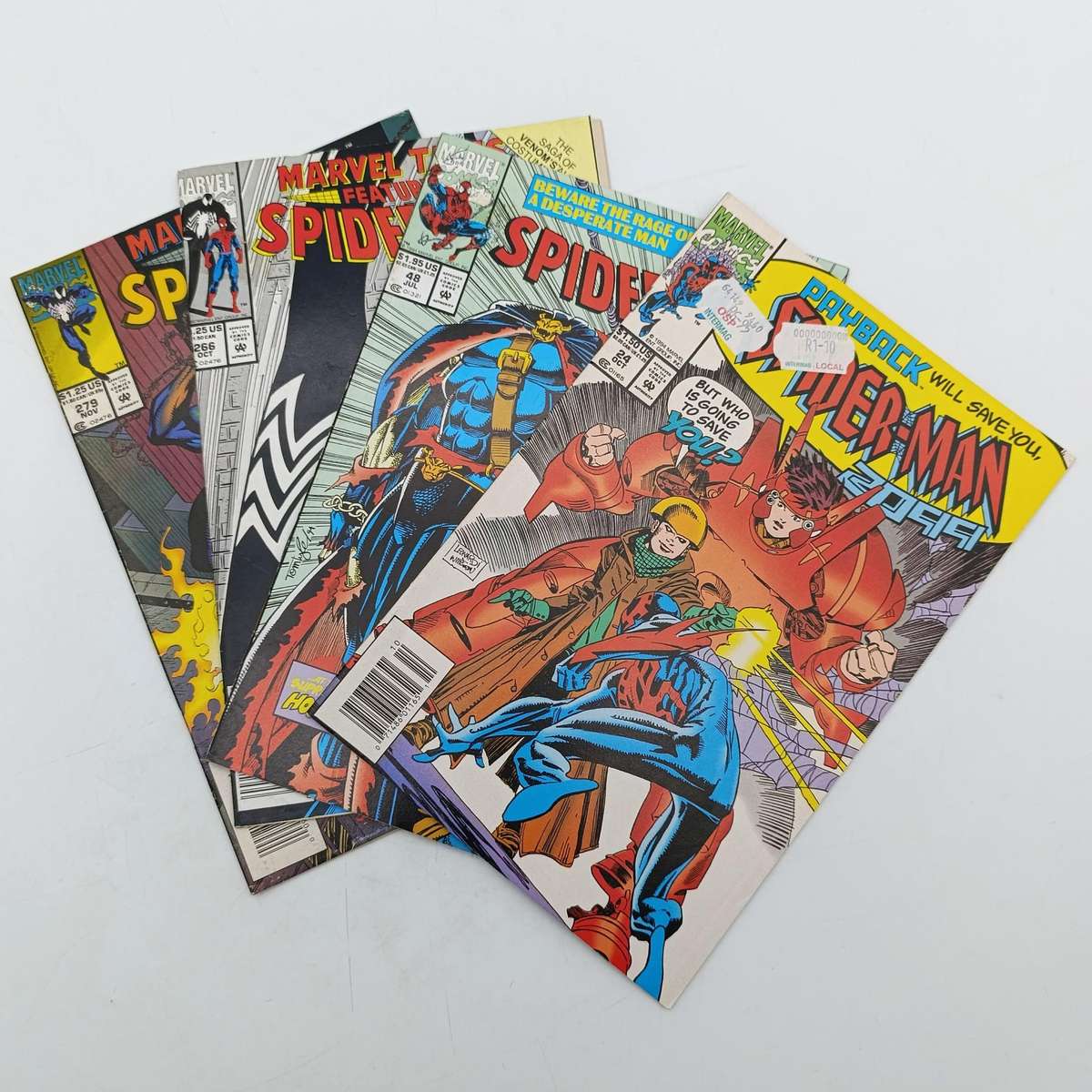 Lot of 4 vintage Spider- Man comics - #24,48, 266, 279 - 1992 to 1994 issues