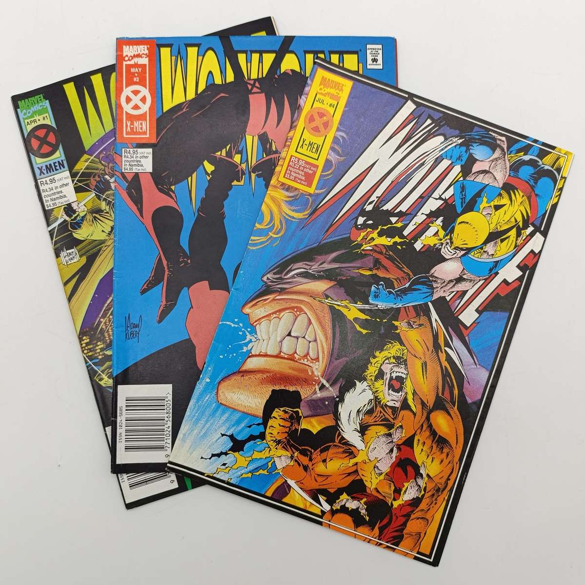 Lot of 3 vintage Marvel comics - 1995 South African issue: Wolverine 1,2 and 4