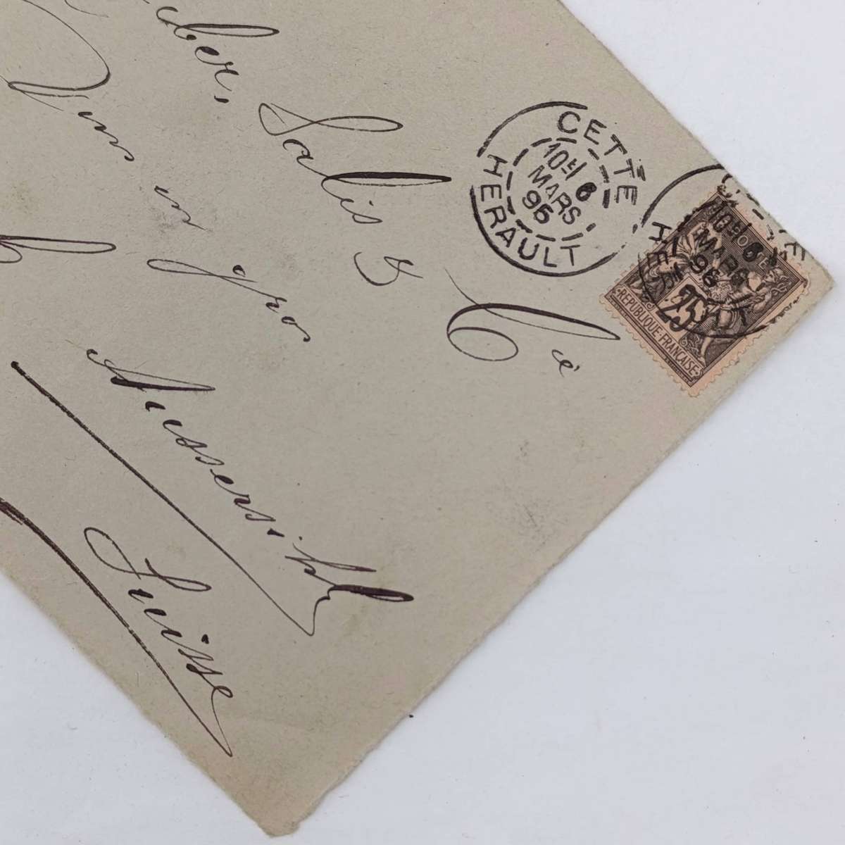 Postal Front posted from Cette Herault France on 6 March 1896 to Zurich, Swiss Canton