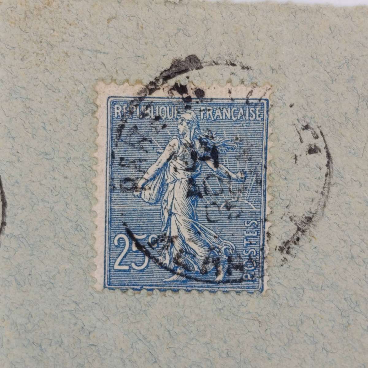 Postal Front France to Zurich, Switzerland with 25c French stamp cancelled 1905