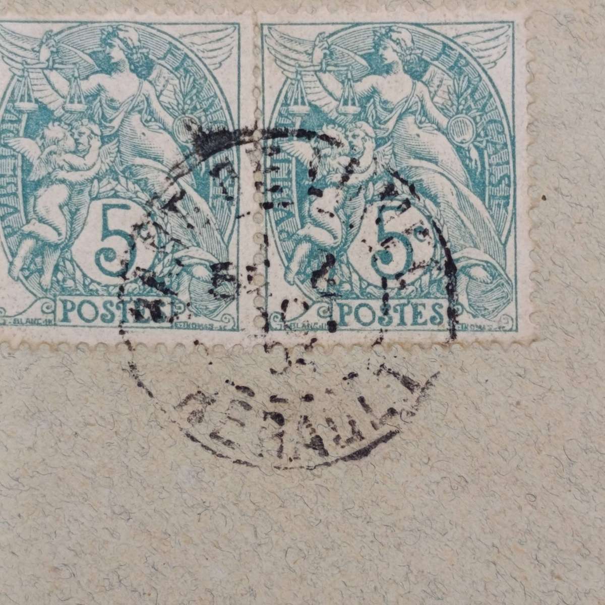 Postal cover front sent from France to Zurich, Switzerland with 3 French stamps cancelled 5 Oct 1904