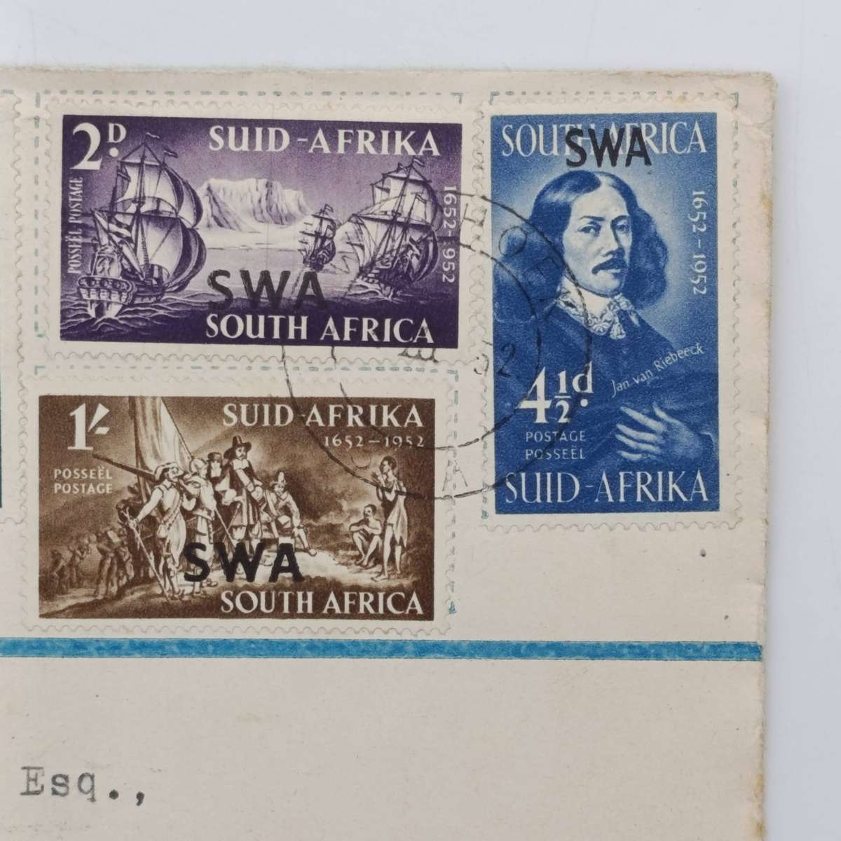 Lot of 4 South West Africa First day covers with overstamped South Africa stamps.