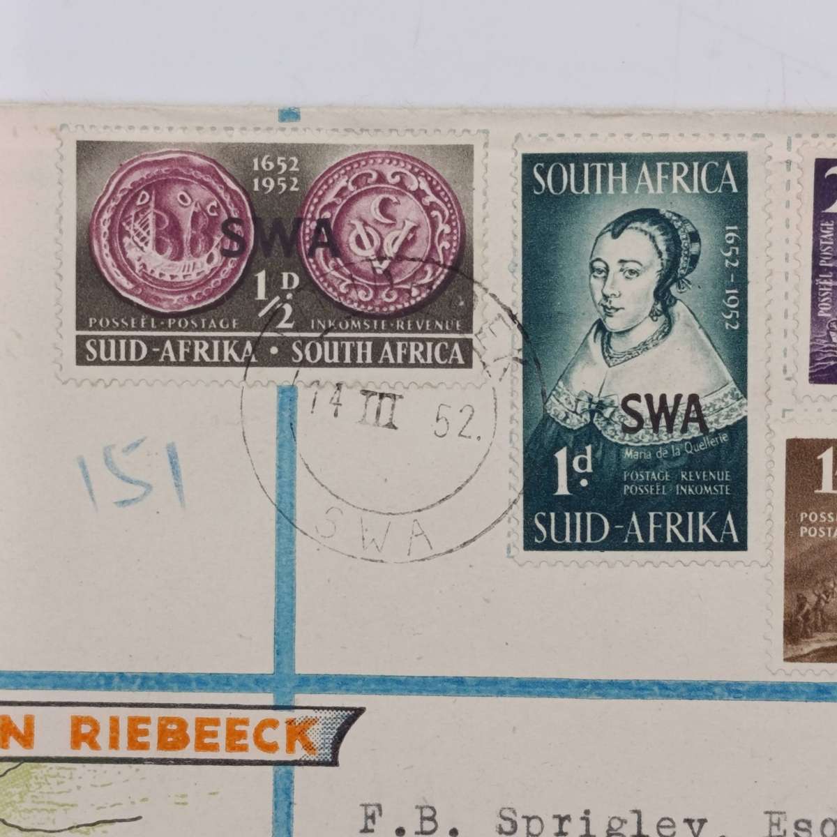 Lot of 4 South West Africa First day covers with overstamped South Africa stamps.
