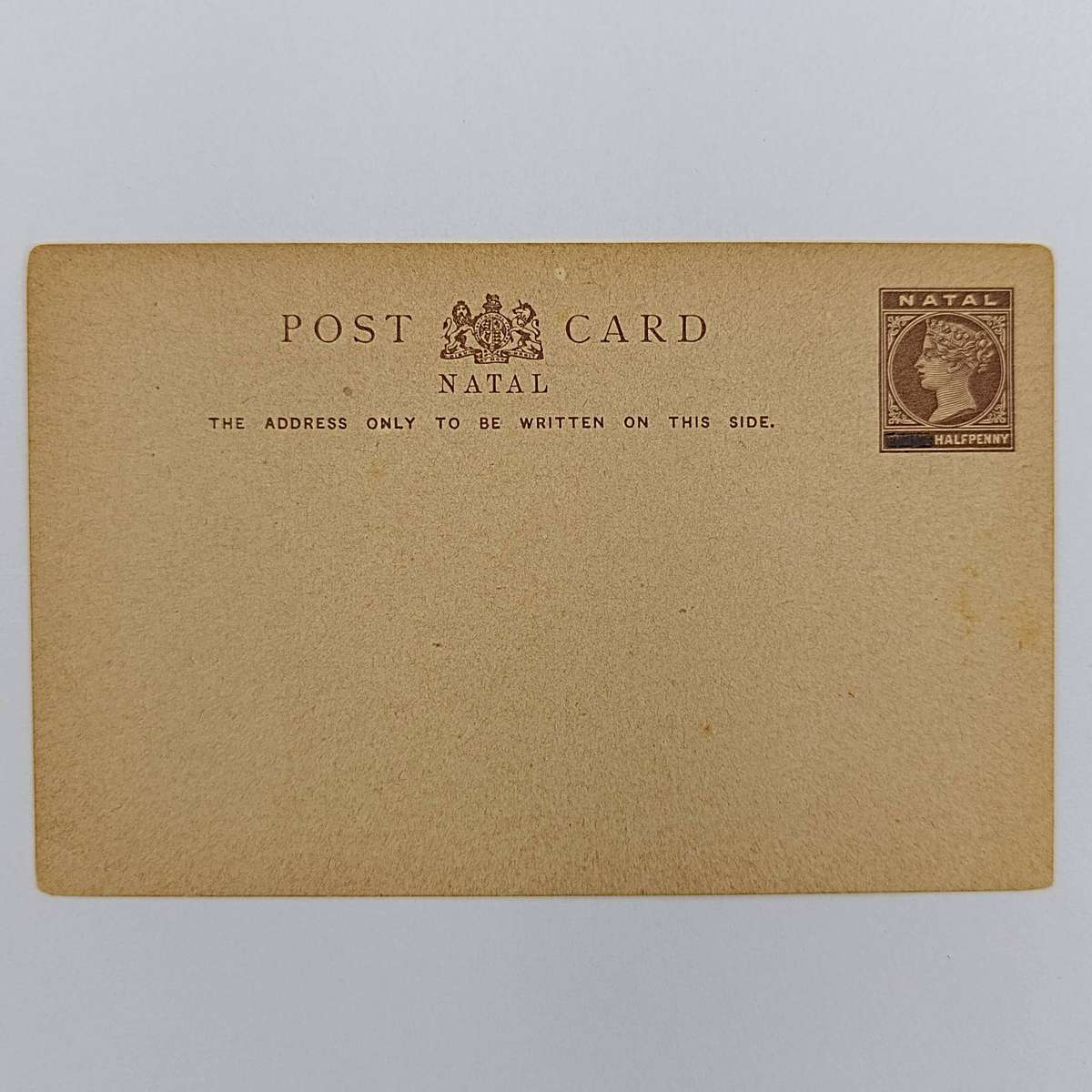 Natal Postcard with pre - printed penny half penny stamp overprinted to change to half penny postage