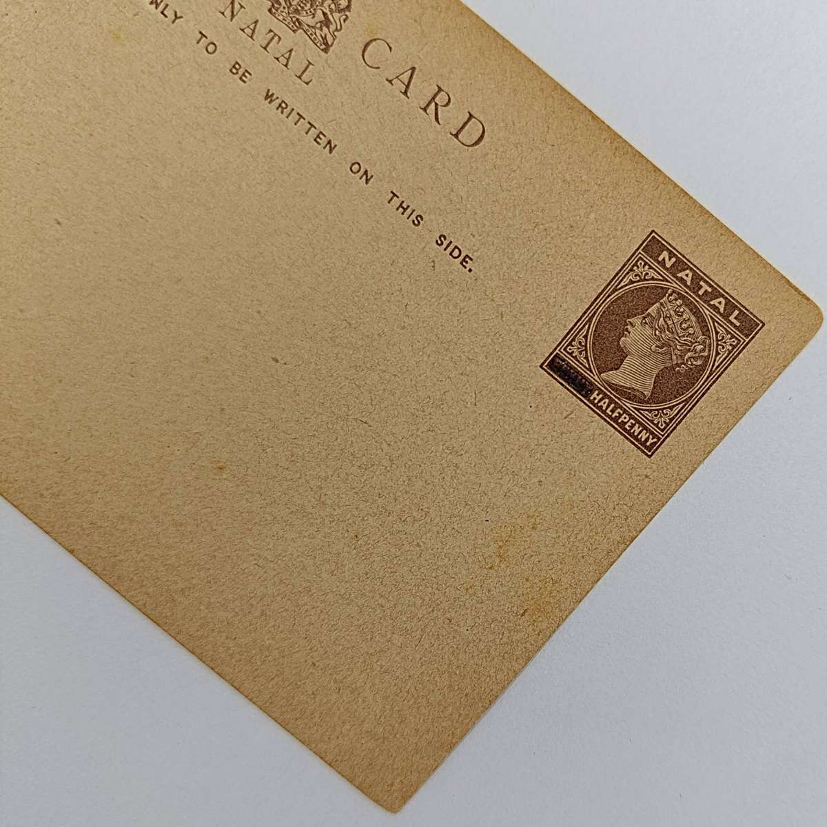 Natal Postcard with pre - printed penny half penny stamp overprinted to change to half penny postage