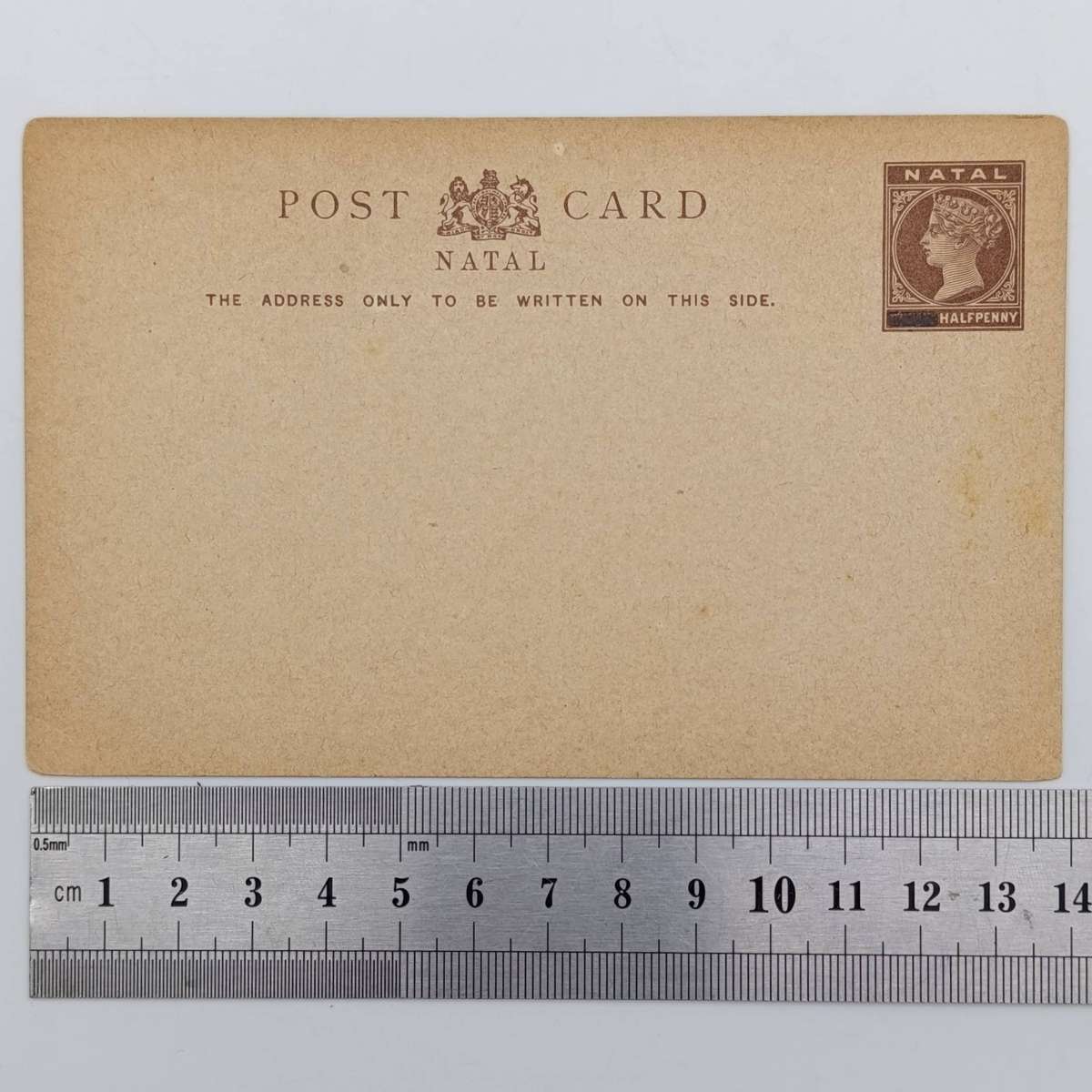 Natal Postcard with pre - printed penny half penny stamp overprinted to change to half penny postage